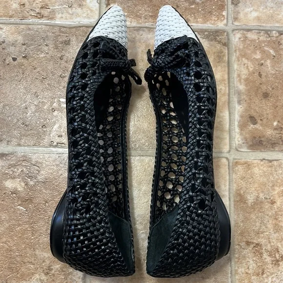 Delman Shana Woven Leather Flats with bow detail size 7 pin up feminine - Picture 6 of 12